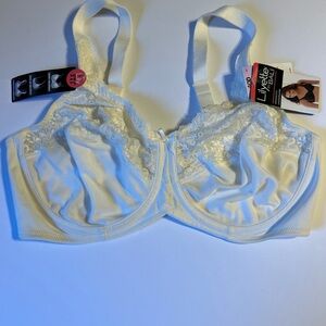 Lilyette By Bali Comfort Lace Minimizer Underwire Bra 40D Pearl  LY0438 NEW